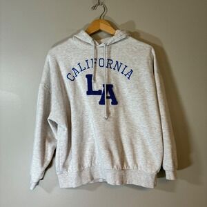 Fitz + Eddi California LA Hoodie Gray Blue Chenille Patch Oversized O/S UNF24078